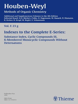 cover image of Houben-Weyl Methods of Organic Chemistry Volume E 23g Supplement